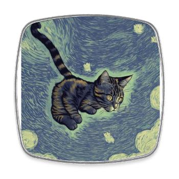 Surreale impressionistische Katze Impressionismus Katzen Ar - Viereckiger Kühlschrankmagnet - Weiß - Vorne