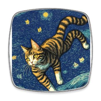 Surreal Impressionistic Cat Impressionism Cats Ar - Square fridge magnet - white - Front