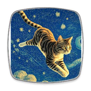 Surreal Impressionistic Cat Impressionism Cats Ar - Square fridge magnet - white - Front