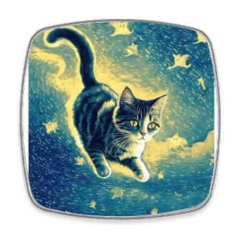 Surreal Impressionistic Cat Impressionism Cats Ar - Square fridge magnet - white - Front