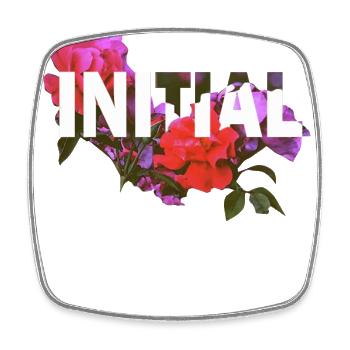 Initial Flowers - Viereckiger Kühlschrankmagnet - Weiß - Vorne