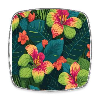 Jungle Pattern Tropical Pattern Rainforest Flowers - Magnet carré - blanc - Devant
