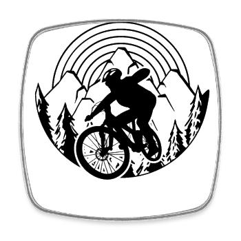 Downhill Mountainbike Fahrrad fahren Berge Gebirge - Viereckiger Kühlschrankmagnet - Weiß - Vorne