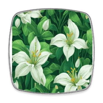 Lily Lily Pattern Flowers Plant Nature - Square fridge magnet - white - Front
