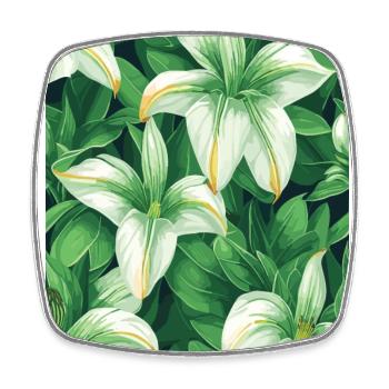 Lily Lilies Pattern Flowers Plant Nature - Square fridge magnet - white - Front