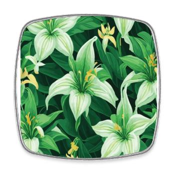 Lily Lily Pattern Flowers Plant Nature - Square fridge magnet - white - Front