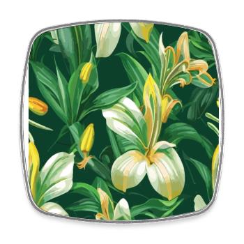 Lily Lily Pattern Flowers Plant Nature - Square fridge magnet - white - Front