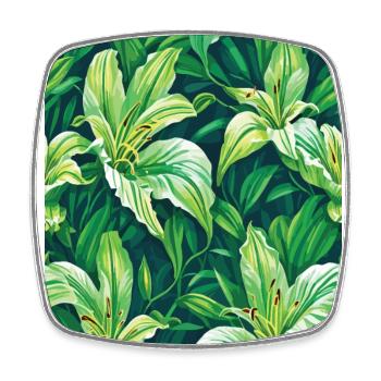 Lily Lily Pattern Flowers Plant Nature - Square fridge magnet - white - Front