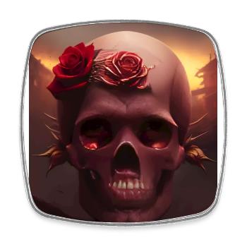 Crâne avec des roses - Magnet carré - blanc - Devant
