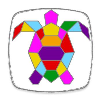 Geometric Colorful Turtle / Gift Idea - Square fridge magnet - white - Front