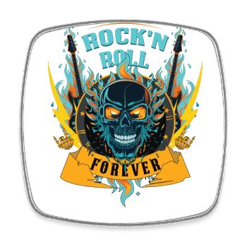 Rock n Roll Forever Skull Rocker cadeau - Magnet carré - blanc - Devant