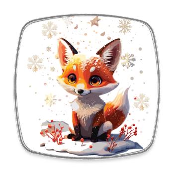 Süßer niedlicher Fuchs im Winter Geschenk - Viereckiger Kühlschrankmagnet - Weiß - Vorne