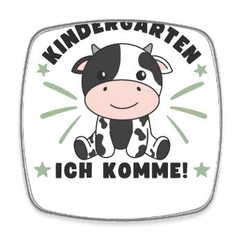Kindergarten Ich Komme! Kuh - Viereckiger Kühlschrankmagnet - Weiß - Vorne