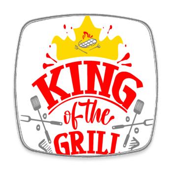 König des Grills - Viereckiger Kühlschrankmagnet - Weiß - Vorne