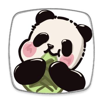 Panda mignon – Snack en bambou - Magnet carré - blanc - Devant