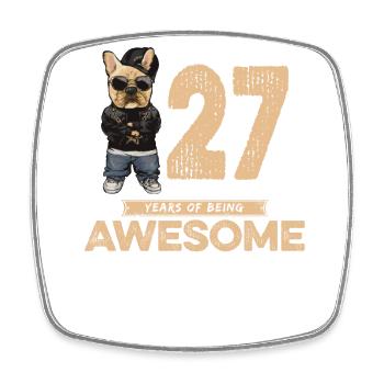 27 ans d’être un chien cool génial - Magnet carré - blanc - Devant