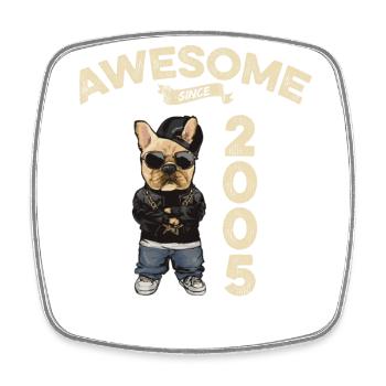 2005 Birthday Awesome since Cool Dog - Square fridge magnet - white - Front