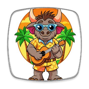 Lustige Buffalo Cartoon Sommer Strand Sonnenbrille - Viereckiger Kühlschrankmagnet - Weiß - Vorne