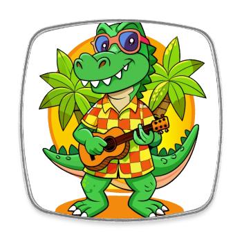 Lustige Krokodil Cartoon Sommer Strand Sonnenbrille - Viereckiger Kühlschrankmagnet - Weiß - Vorne