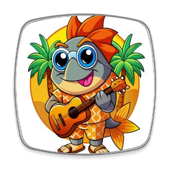 Drôle Poisson Dessin Animé Plage D’été Lunettes De Soleil Guitare - Magnet carré - blanc - Devant