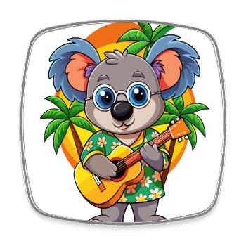 Lustige Koala Cartoon Sommer Strand Sonnenbrille Gitarre - Viereckiger Kühlschrankmagnet - Weiß - Vorne