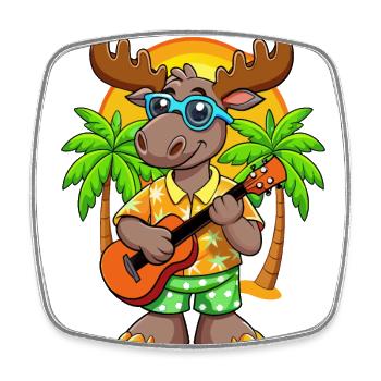 Lustige Elch Cartoon Sommer Strand Sonnenbrille Gitarre - Viereckiger Kühlschrankmagnet - Weiß - Vorne
