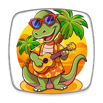 Drôle Serpent Dessin Animé Plage D’été Lunettes De Soleil Guitare - Magnet carré - blanc - Devant