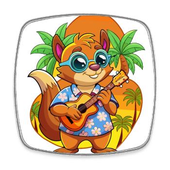 Lunettes de soleil de plage d’été de dessin animé drôle d’écureuil - Magnet carré - blanc - Devant