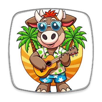 Lustige Kuh Cartoon Sommer Strand Sonnenbrille Gitarre - Viereckiger Kühlschrankmagnet - Weiß - Vorne