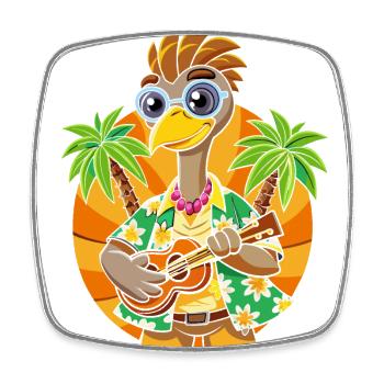 Funny Emu Cartoon Summer Beach Lunettes de soleil guitare - Magnet carré - blanc - Devant