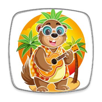 Lunettes de soleil de plage d’été de dessin animé de marmotte drôle - Magnet carré - blanc - Devant