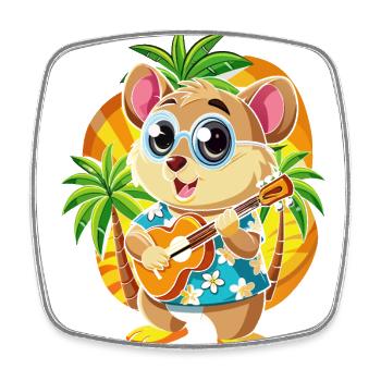 Funny Hamster Cartoon Summer Beach Sunglasses - Square fridge magnet - white - Front