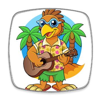 Drôle Hawk Dessin Animé Plage D’été Lunettes De Soleil Guitare - Magnet carré - blanc - Devant