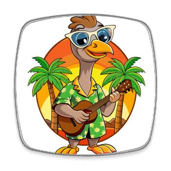 Funny Ostrich Cartoon Summer Beach Sunglasses - Square fridge magnet - white - Front