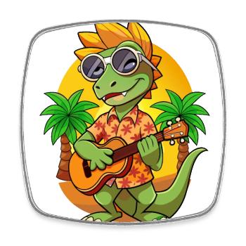 Lunettes de soleil de plage d’été de dessin animé de lézard drôle - Magnet carré - blanc - Devant