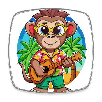 Lustige Affe Cartoon Sommer Strand Sonnenbrille - Viereckiger Kühlschrankmagnet - Weiß - Vorne