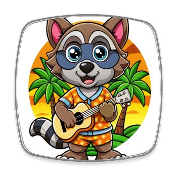 Lustige Waschbär Cartoon Sommer Strand Sonnenbrille - Viereckiger Kühlschrankmagnet - Weiß - Vorne