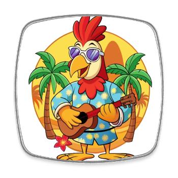 Lustige Hahn Cartoon Sommer Strand Sonnenbrille - Viereckiger Kühlschrankmagnet - Weiß - Vorne