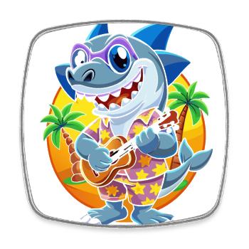 Lustige Hai Cartoon Sommer Strand Sonnenbrille Gitarre - Viereckiger Kühlschrankmagnet - Weiß - Vorne