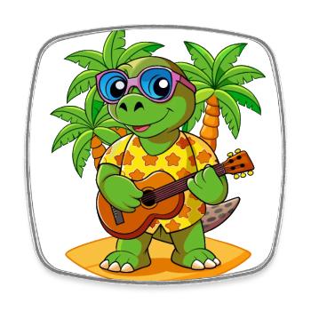 Funny Turtle Cartoon Summer Beach Sunglasses - Square fridge magnet - white - Front