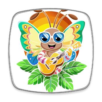Lustige Schmetterling Cartoon Sommer Strand Sonnenbrille - Viereckiger Kühlschrankmagnet - Weiß - Vorne