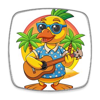 Lustige Ente Cartoon Sommer Strand Sonnenbrille Gitarre - Viereckiger Kühlschrankmagnet - Weiß - Vorne