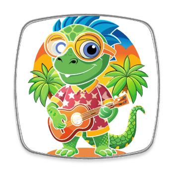 Lunettes de soleil de plage d’été de dessin animé caméléon drôle - Magnet carré - blanc - Devant