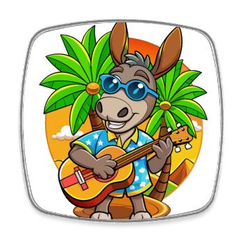 Lustige Esel Cartoon Sommer Strand Sonnenbrille - Viereckiger Kühlschrankmagnet - Weiß - Vorne
