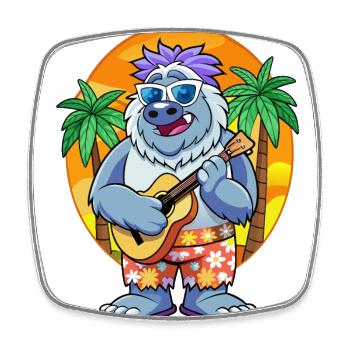 Drôle Yeti Dessin Animé Plage D’été Lunettes De Soleil Guitare - Magnet carré - blanc - Devant