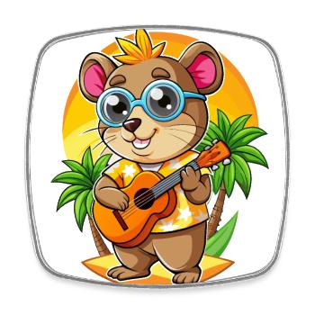 Funny Hamster Cartoon Summer Beach Sunglasses - Square fridge magnet - white - Front