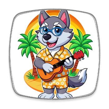 Lustige Husky Dog Sommer Strand Sonnenbrille Hawaiianisch - Viereckiger Kühlschrankmagnet - Weiß - Vorne