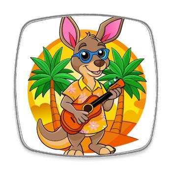 Funny Kangaroo Summer Beach Sunglasses Hawaiian - Square fridge magnet - white - Front