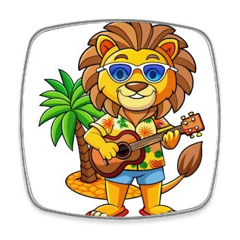 Funny Lion Summer Beach Sunglasses Hawaiian - Square fridge magnet - white - Front