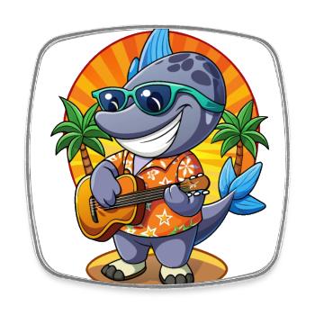 Drôle Baleine Dessin Animé Plage D’été Lunettes De Soleil Guitare - Magnet carré - blanc - Devant